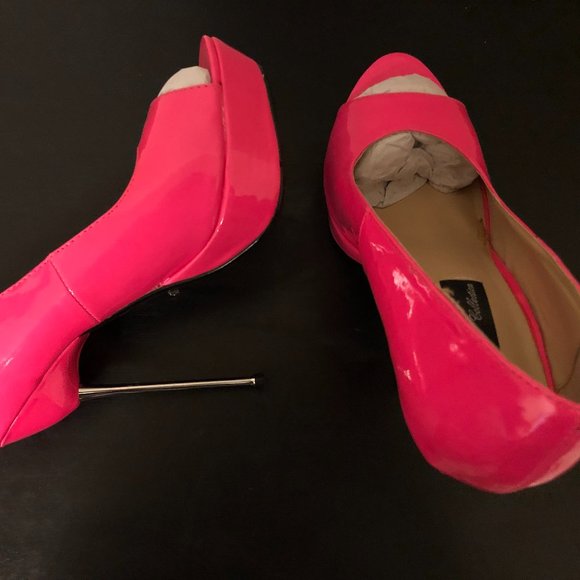 Fuchsia The Highest Heel Roxy 21 Peep Toe Pumps - Picture 4 of 8